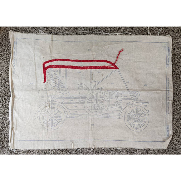 Vintage Punch Needle Rug Foundation Antique Car Pattern American Thread Company - Picture 2 of 10